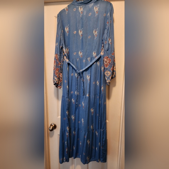 S.R. Fashion sz M blue and coral dress - Picture 6 of 6